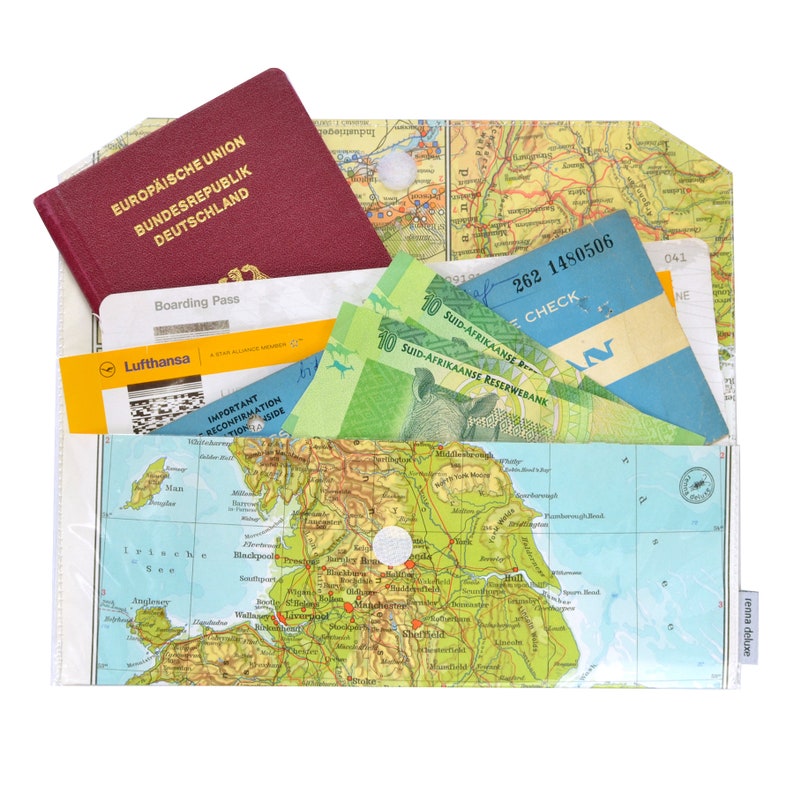 Travel Wallet for Passport Tickets Map Design Handmade From Etsy