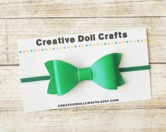 Green Doll Headband, Doll Headband, St Patrick's Day, 18 Inch Doll Bow, 18 Inch Doll, Doll Accessory, Doll Bow Headband