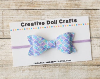 Mermaid Doll Headband, 18 Inch Doll, Doll Headband, Mermaid Doll Bow, Doll Accessory, Rainbow Doll Bow, Doll Bow, Purple Doll Headband