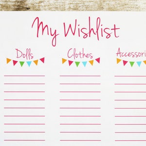 Printable Wishlist, Wishlist for Girls, Birthday Wishlist, Chrismas ...