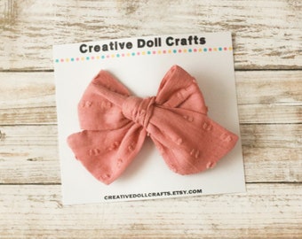 Doll Sailor Bow, Doll Bow, Pink Doll Bow, Doll Accessory, Pink Bow, Hand Tied Bows, 18 Inch Doll, Valentine's Day Bow, Hair Bows