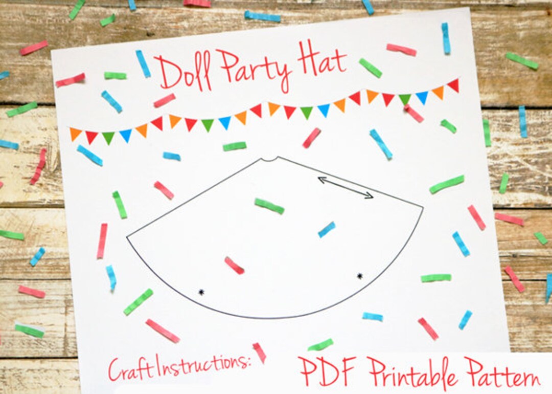 Doll Birthday Party Hat, 18 Inch Doll, Doll Party Hat, Party Hat Printable, Doll Birthday Party