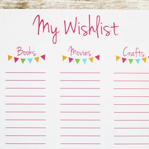 Printable Wishlist, Wishlist for Girls, Birthday Wishlist, Chrismas ...