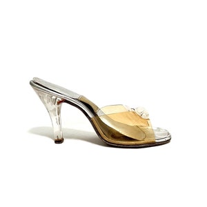 Vintage 1950s Clear Vinyl Springolators // Silver Leather Clear