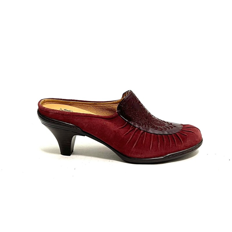 suede slip on clogs