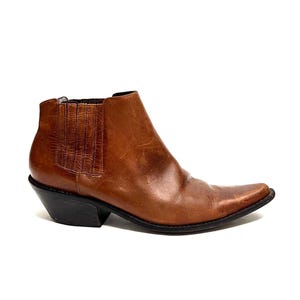 Vintage Y2K Womens Western Chelsea Boots // Brown Leather Pull On Ankle Booties by Matisse Size 10
