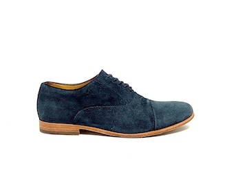 Zapatos Oxford vintage de los años 90 para hombre // Zapatos de vestir con cordones de ante azul de Aldo, talla 9,5