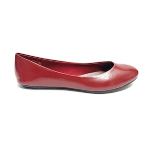 Vintage Y2K Deadstock Ballet Flats // Dark Red Vegan Leather Slip Ons by Lower East Side Size 12