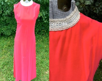 Hot Pink Vintage Maxi Dress // 1960s Velvet Bridesmaid Dress // Empire Waist Magenta Princess Dress Prom