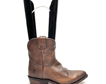 Vintage Y2K Damen Western Stiefeletten // Braune Leder Low Rise Cowboy Stiefel von Frye Größe 7.5