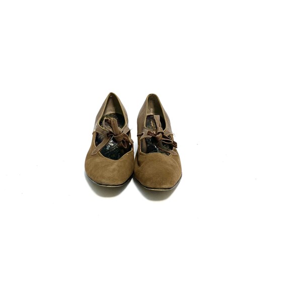 Vintage 1960s Mary Jane Shoes // Brown Suede and Leat… Gem