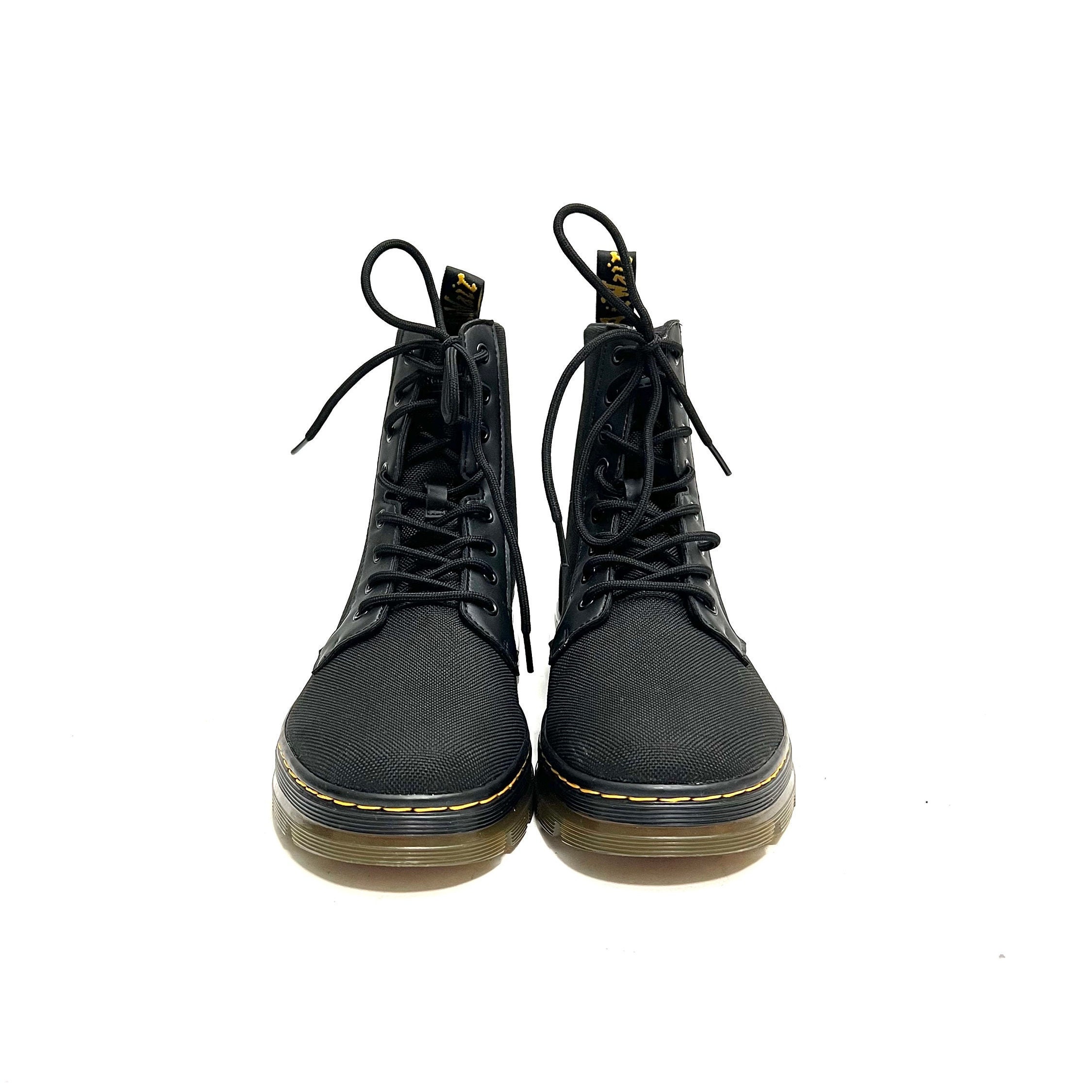 Botas de combate con cordones y plataforma Combs de lona negra para mujer de Dr. Martens Talla 10 Etsy Mexico