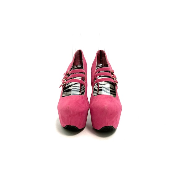 Vintage 1990s Platform Mary Janes // Pink Vegan Suede Sky