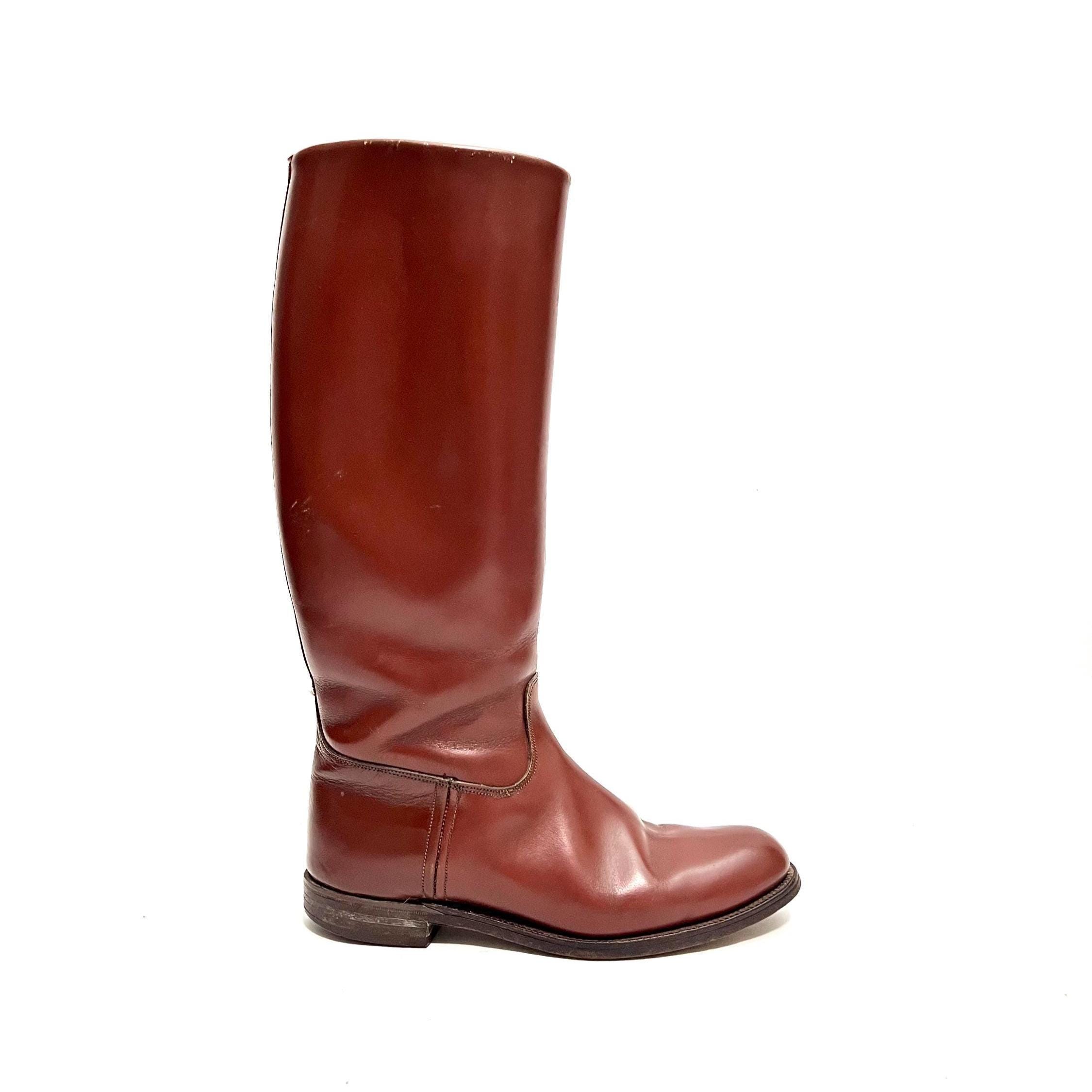 Vintage 1970s men\'s chestnut brown leather knee high equestrian riding boots il_fullxfull.7068611107_jg9r.jpg main image 4