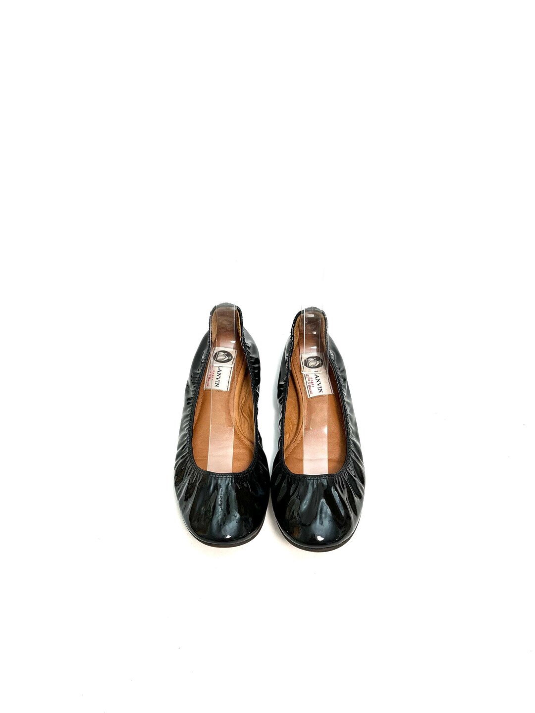 Vintage 1990s Lanvin Ballet Flats // Black Patent Leather