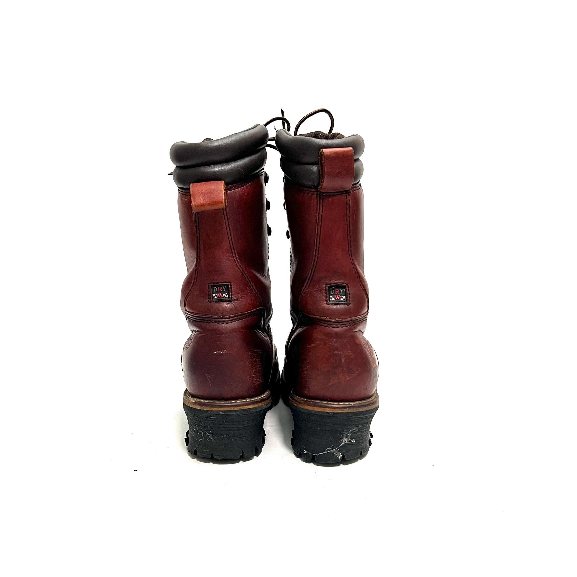 Vintage 1990s Mens Steel Toe Work Boots // Oxblood Leather