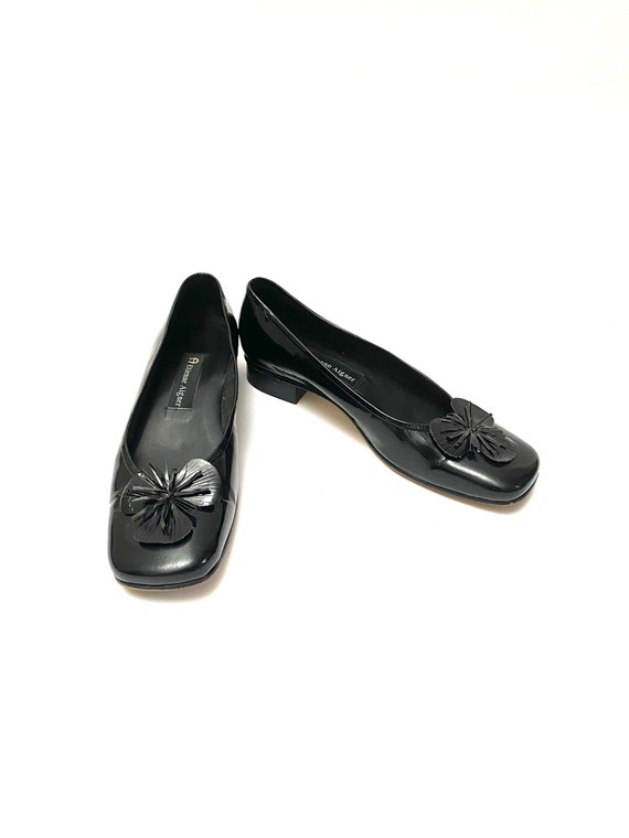 Vintage 1990s Patent Leather Slip Ons // Black Fl… - image 4