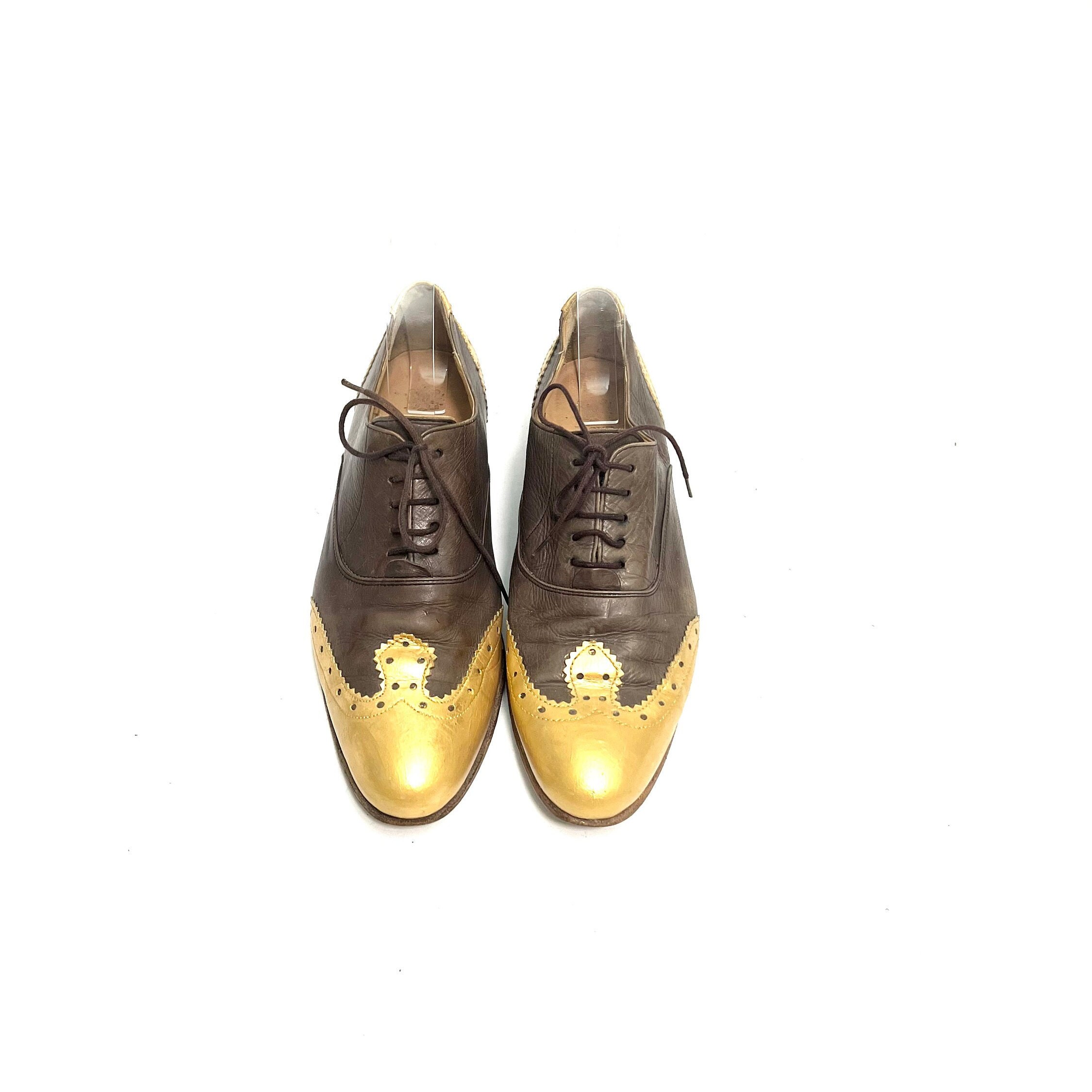 Vintage 1960s men’s brown leather gold brogue wingtip Oxford shoes In honor of @bedos_leatherworks redrafting of my Forest  main image 4