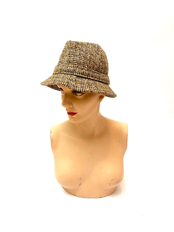 Vintage 1970s Unisex Halston Hat // Wool Tweed Be… - image 2