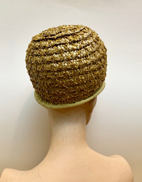 Vintage 1960s Floral Beehive Hat // Woven Rattan … - image 5