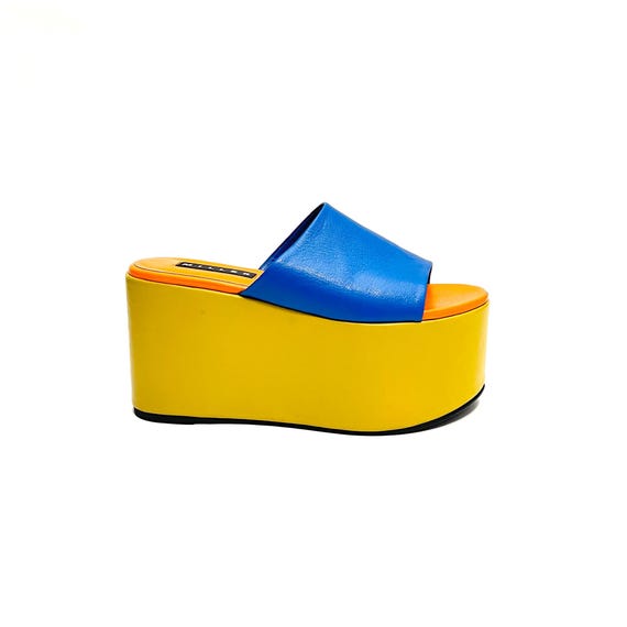 Vintage Y2K Extreme Platform Sandals // Colorblock Vegan