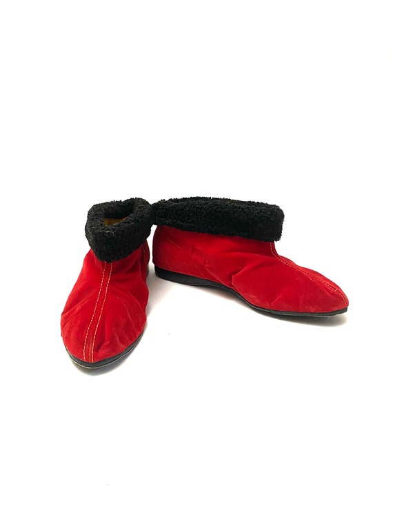 Vintage 1960s Deadstock Slippers // Red Corduroy … - image 5