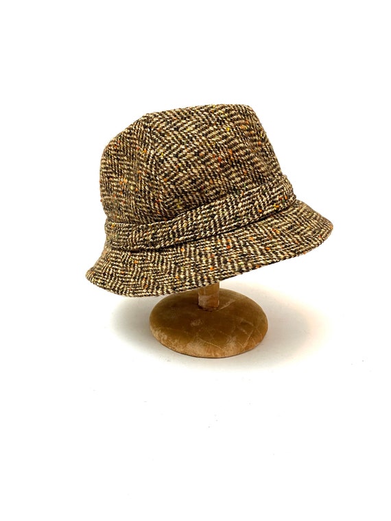 Vintage 1970s Unisex Halston Hat // Wool Tweed Be… - image 1