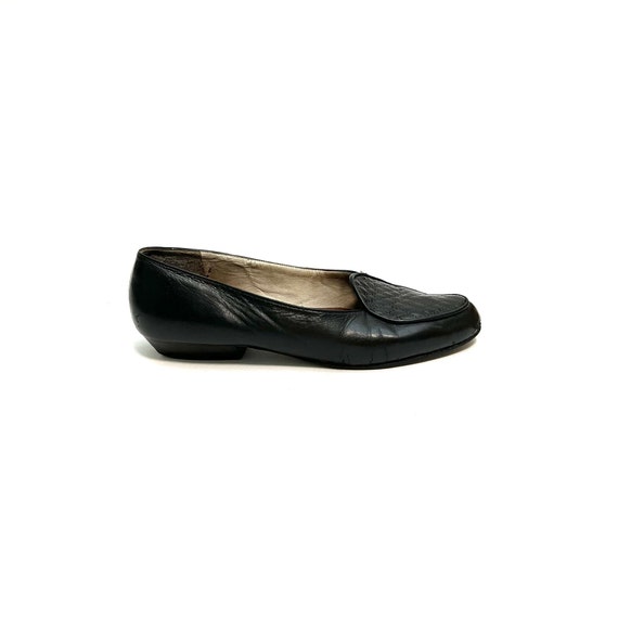 Vintage 1980s Quilted Loafers // Black Leather Sl… - image 3