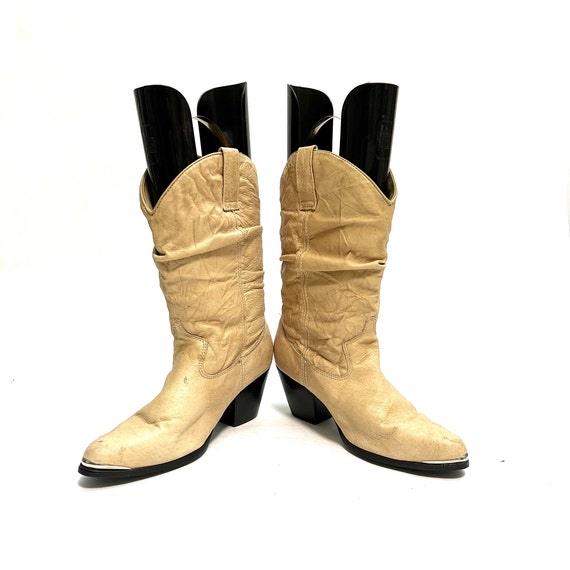Vintage 1980s Womens Slouch Boots // Tan Leather … - image 6
