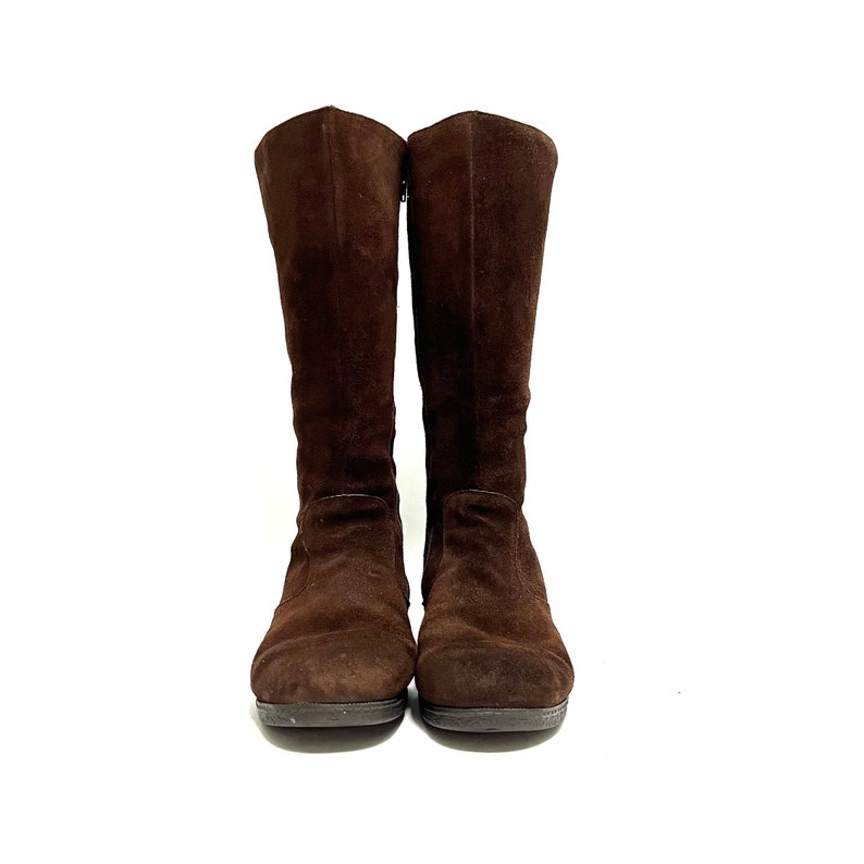 vintage années 1990 Shearling Lined Winter Boots // Brown Suede Knee High Zip Up Heeled Snow Boots par L.L. Bean Taille 9 // Fabriqué en Angleterre image 3