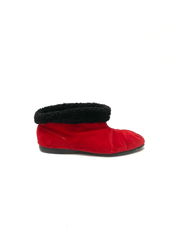 Vintage 1960s Deadstock Slippers // Red Corduroy … - image 2