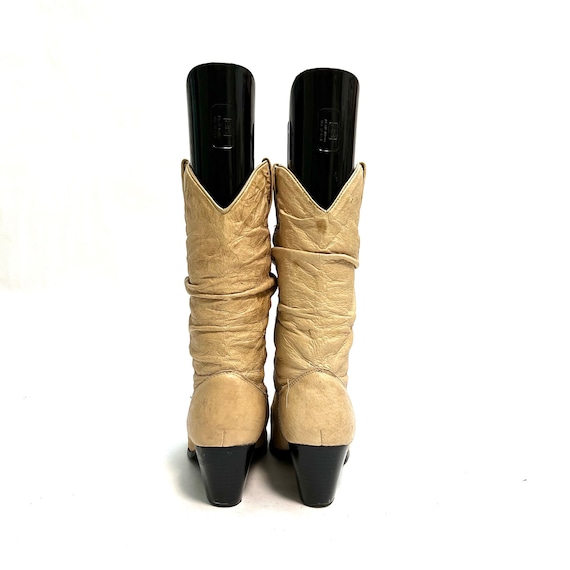 Vintage 1980s Womens Slouch Boots // Tan Leather … - image 9