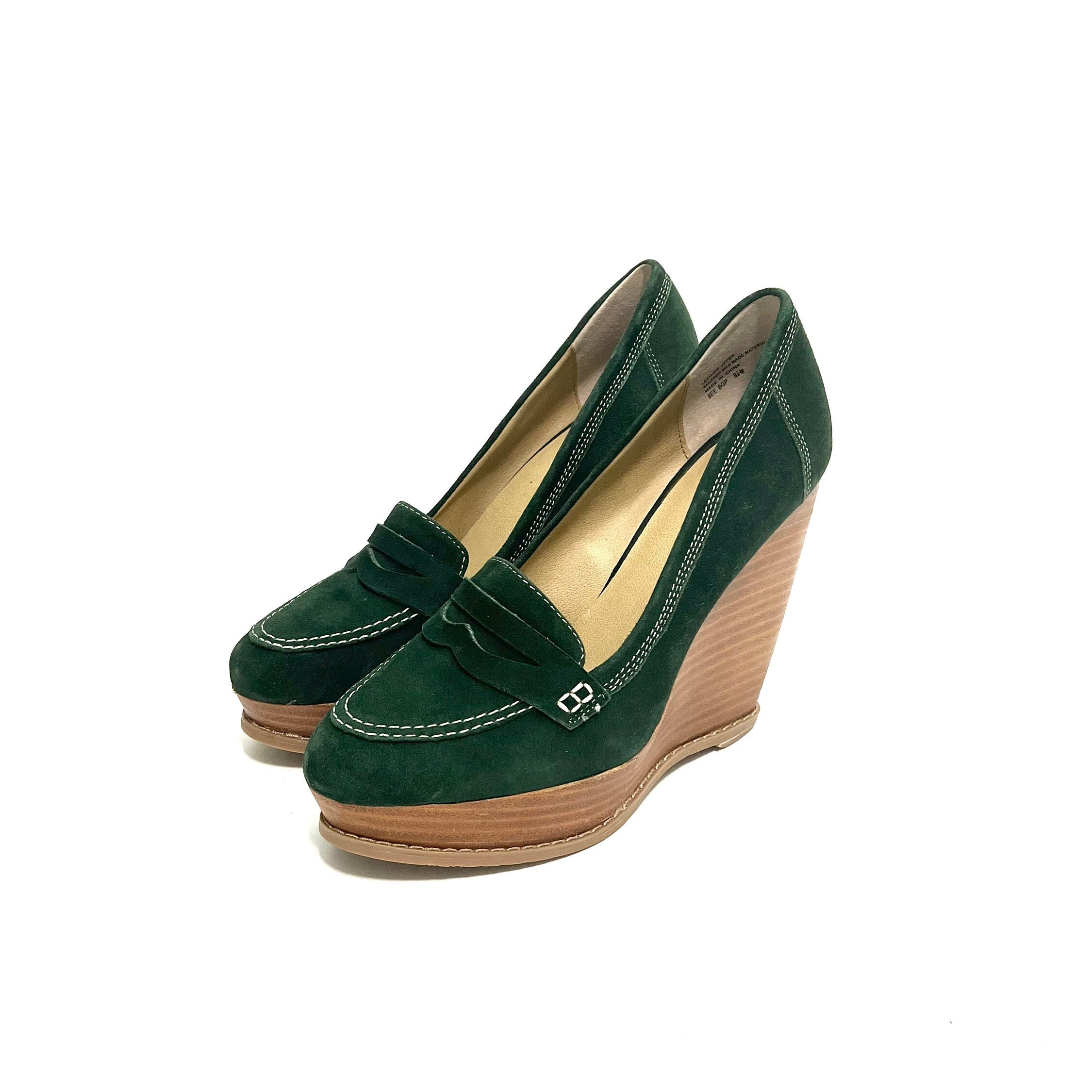 ビッグ割引 Platform Y2K Vintage Penny Suede Green Forest // Loafers アクセサリー