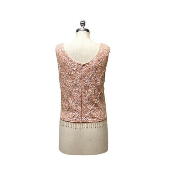 Vintage 1950s Pink Sequin Sweater // Sleeveless B… - image 5