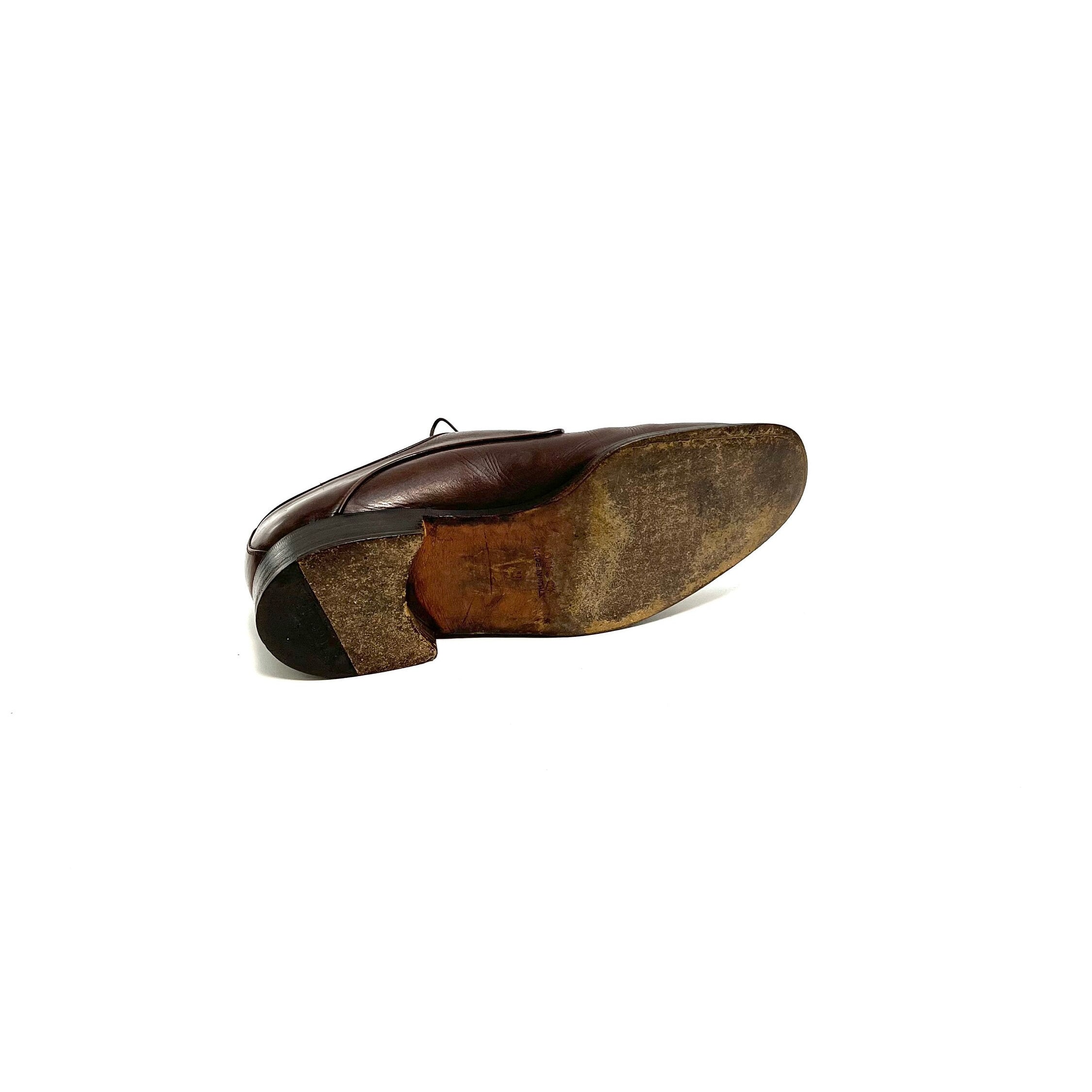 Vintage 1970s Gucci Oxfords // Mens Brown Leather Lace up 