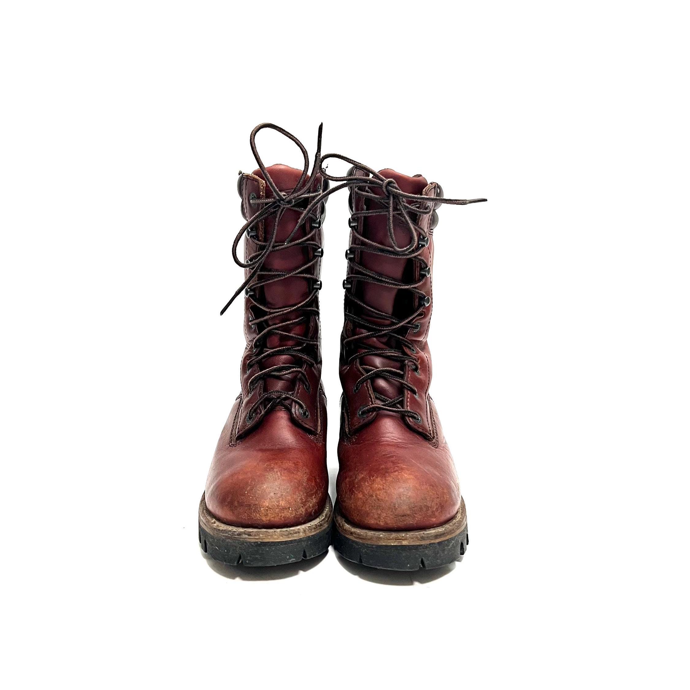 Vintage 1990s Mens Steel Toe Work Boots // Oxblood Leather
