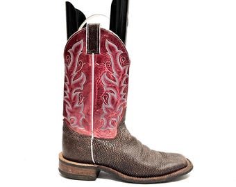 Botas vaqueras vintage Y2K para hombre // Botas de trabajo estilo western con punta cuadrada de cuero rojo y marrón de Justin, talla 8.5