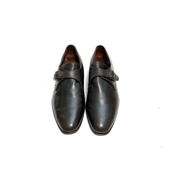 Vintage 1970s Mens Buckle Loafers // Brown Pebble… - image 3