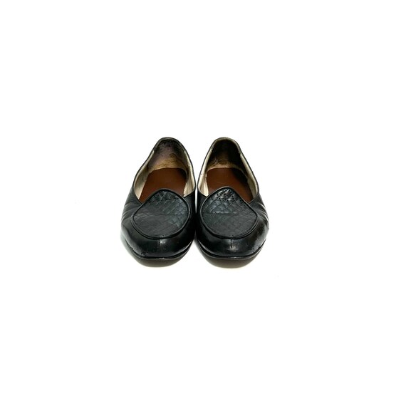 Vintage 1980s Quilted Loafers // Black Leather Sl… - image 4