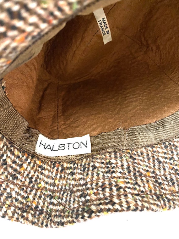 Vintage 1970s Unisex Halston Hat // Wool Tweed Be… - image 6