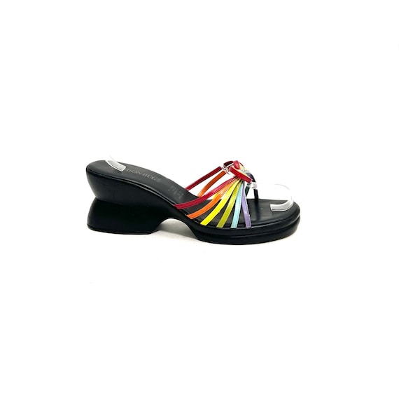 Vintage 1990s Rainbow Platforms // Strappy Vegan … - image 1