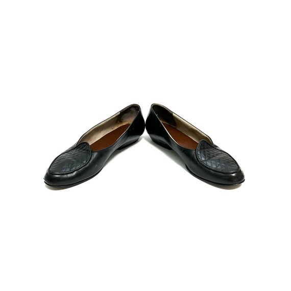 Vintage 1980s Quilted Loafers // Black Leather Sl… - image 6