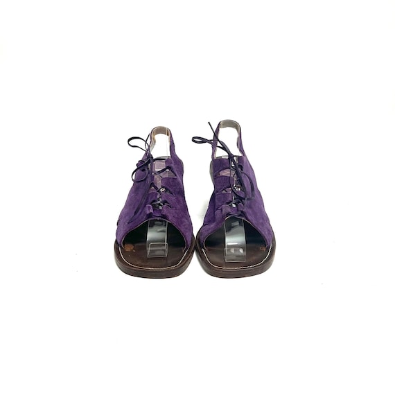 Vintage 1970s Lace Up Heels // Groovy Purple Sued… - image 2