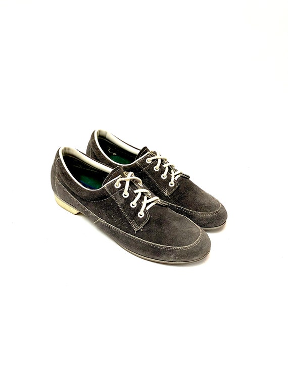Vintage 1970s Oxfords // Gray Suede Lace Up Sneak… - image 6