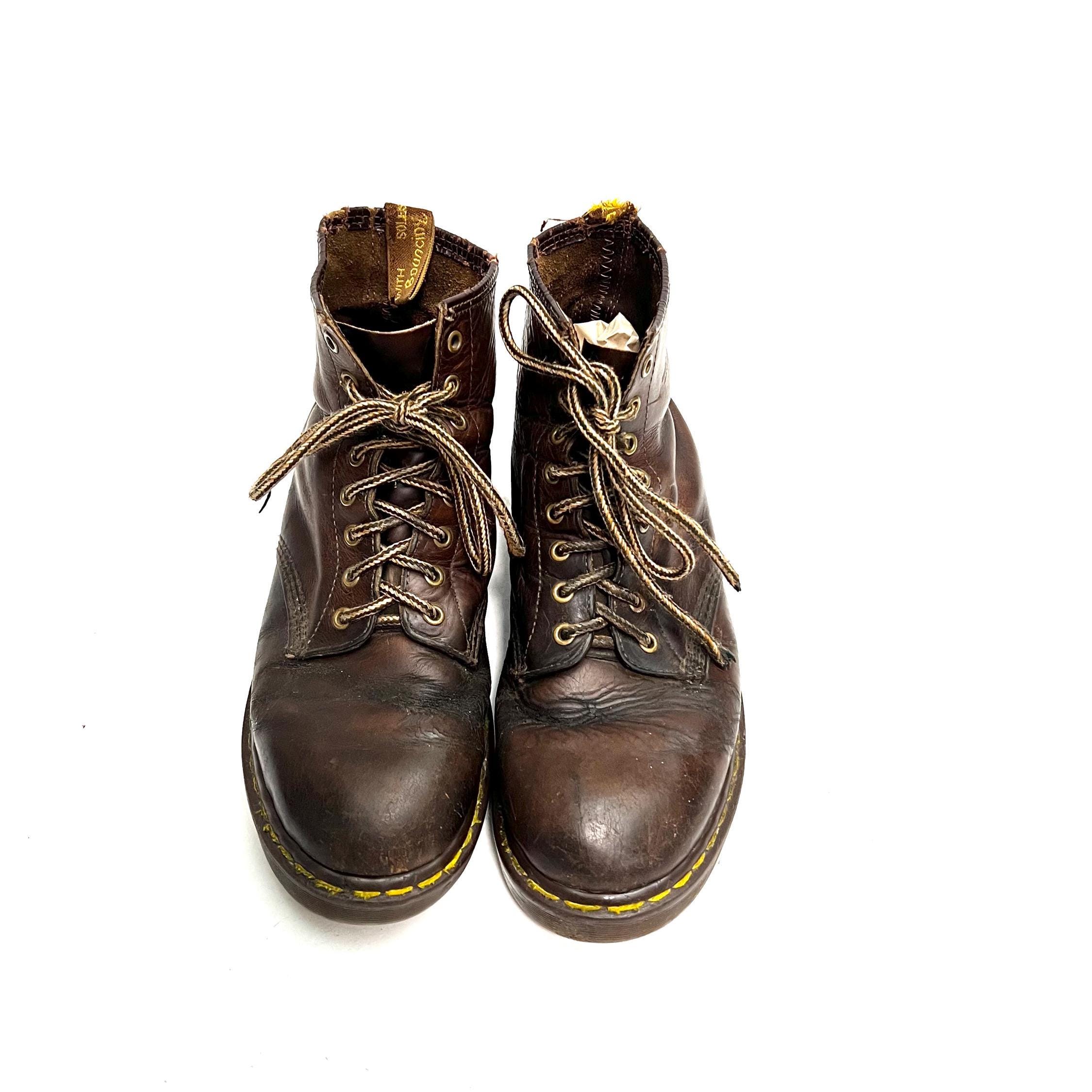 Vintage 1990s Mens Combat Boots // Brown Leather 8-eye 1460  display picture 2