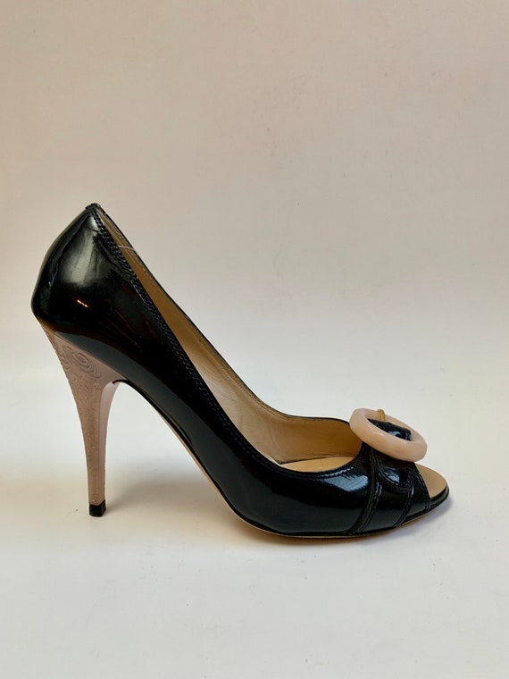 Vintage 1990s Black Patent Leather Pumps by Escada