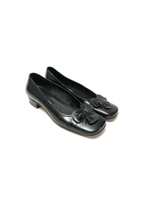 Vintage 1990s Patent Leather Slip Ons // Black Fl… - image 6