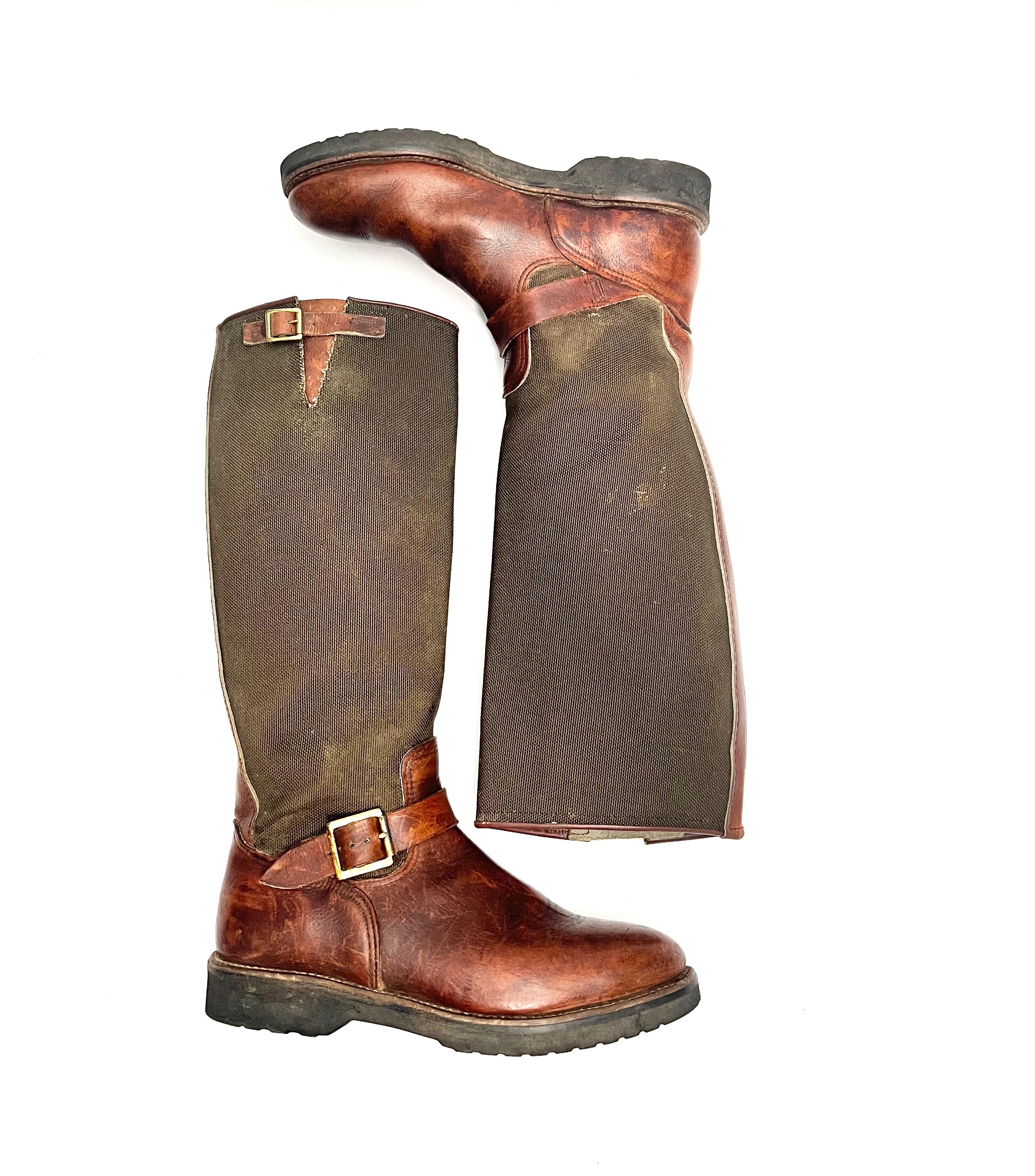 Vintage 1990s Mens Snake Proof Boots // Brown Leather Army  display picture 2