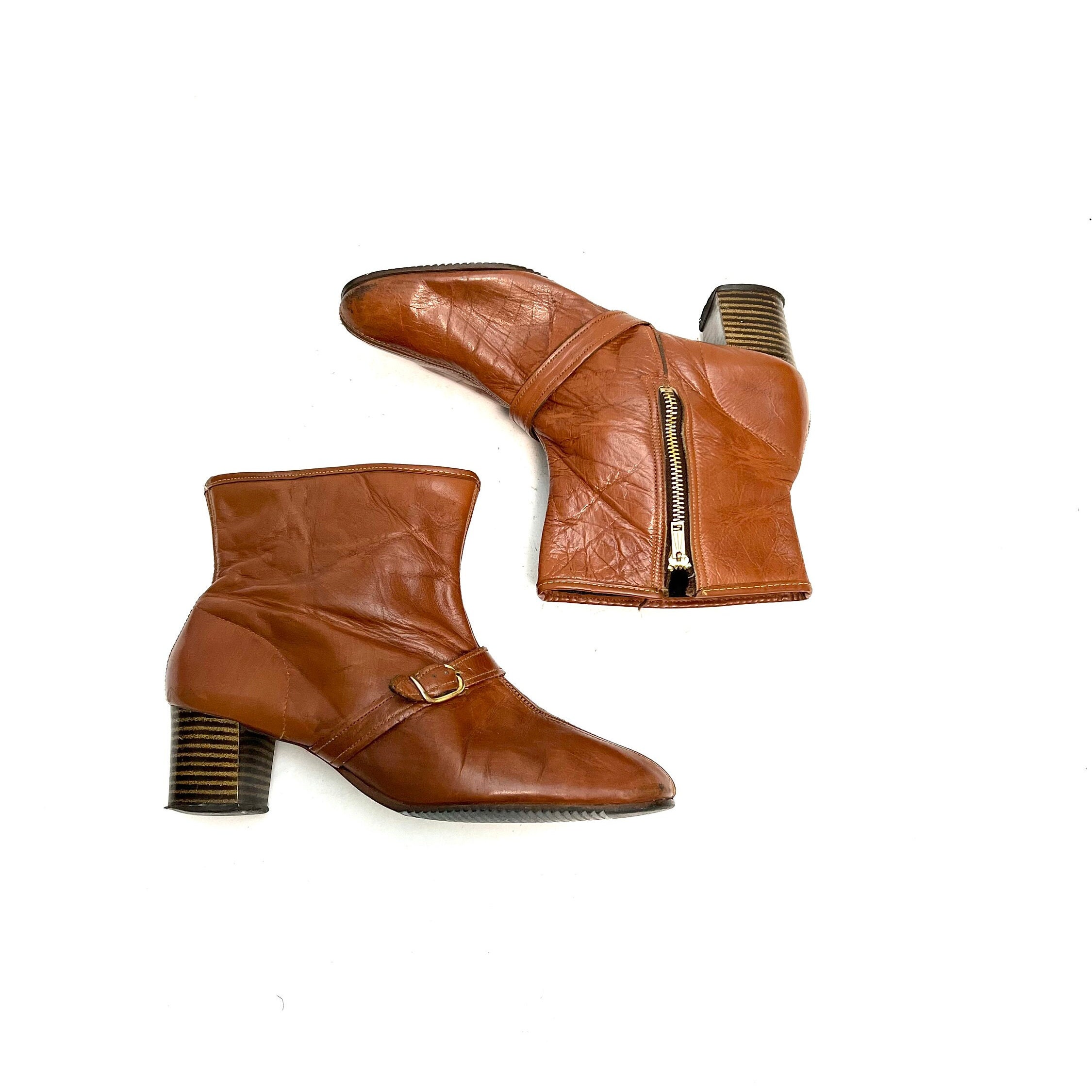 靴 vintage crown leather zip heel boots s-l400.jpg