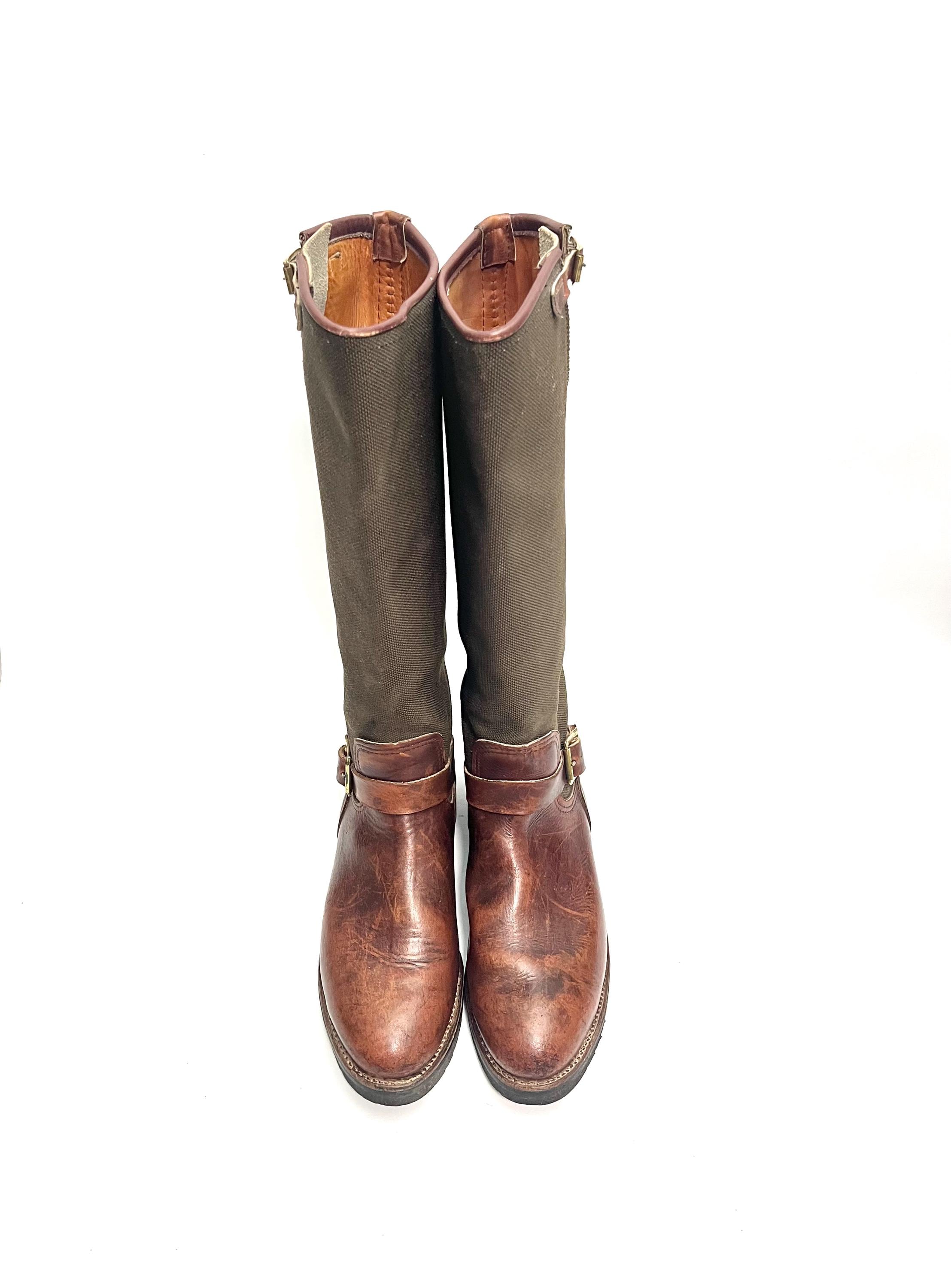 Vintage 1990s Mens Snake Proof Boots // Brown Leather Army  display picture 1